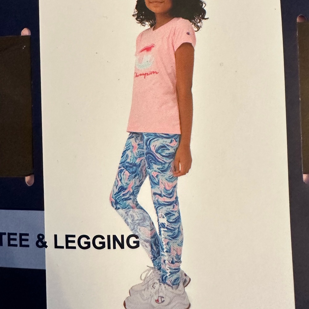 NWT CHAMPION Tee and Legging Set Pink Girls 14 16